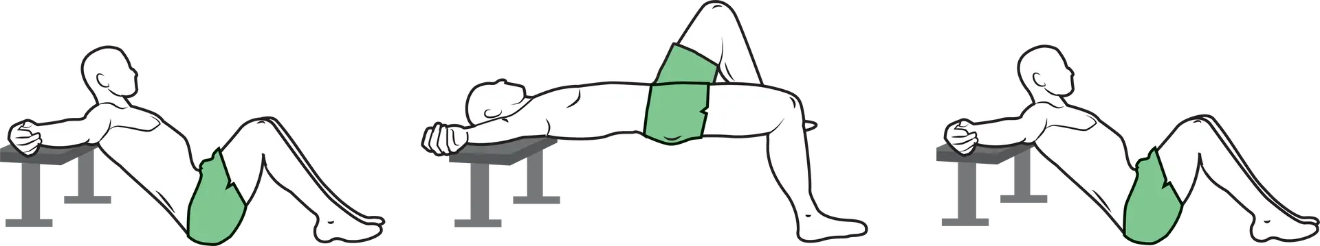 Hip thrust ramena vyvýšené na jedné noze