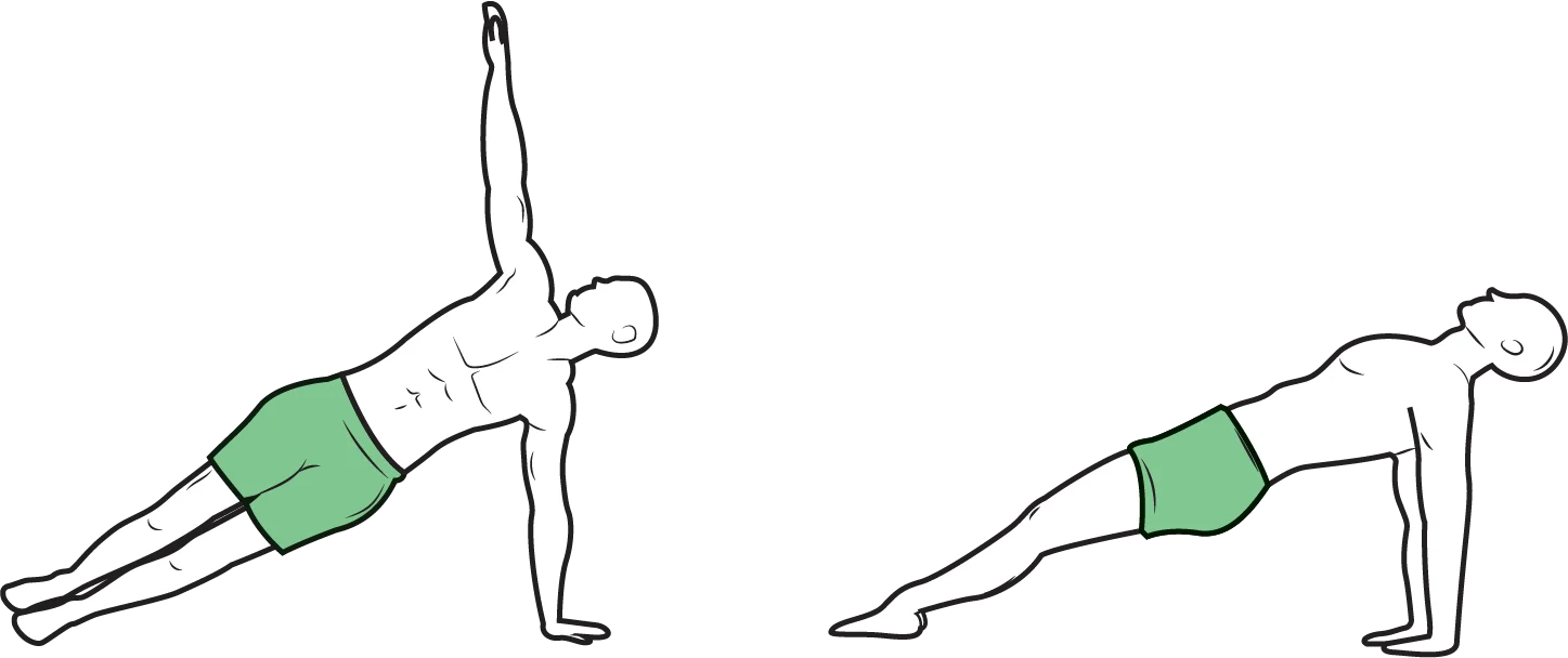Side plank a reverse plank